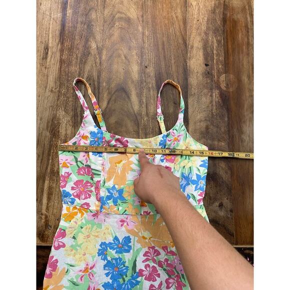 Old Navy Multicolor Floral Print Linen Blend Fit & Flare Mini Dress Size Small - Picture 7 of 7